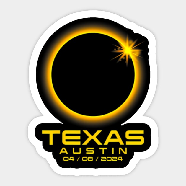 Austin Texas Tx Total Solar Eclipse 2024 Sticker by Diana-Arts-C